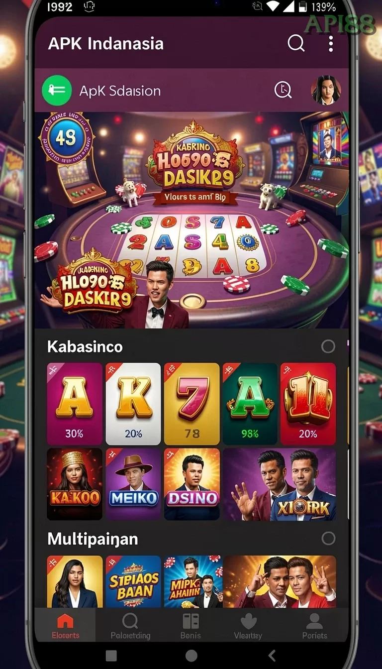 Cuplikan layar SHE777 — menu navigasi